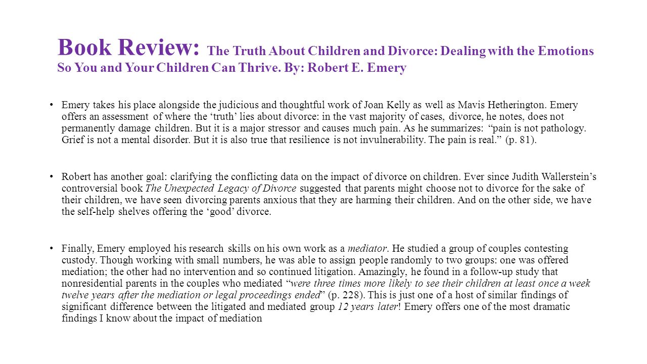 An analysis of the divorce and its effect on children
